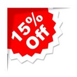 Fifteen Percent Off Means Discounts Offer And Save Stock Photo