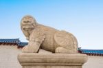 Haechi,statue Of A Mythological Lion-like Animal At Gyeongbokgung Palace,south Korea Stock Photo