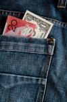 Money In Jean Pocket Stock Photo