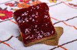 Toasted Bread With Jam Stock Photo