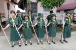 Student 11-12 Years Old, Scout Assembly, Teepangkorn Scout Camp In Samut Sakhon Thailand Stock Photo