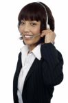 Asian Customer Support Operator Stock Photo