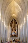 Interior View Of The Hallgrimskirkja Church In Reykjavik Stock Photo