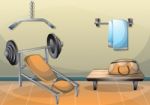 Cartoon  Illustration Interior Fitness Room With Separated Layers Stock Photo