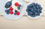 Fresh Raspberry And Blueberry Cake Stock Photo