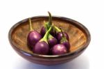 Violet Eggplant On White Background Stock Photo