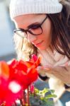 Young Beautiful Woman Shopping In A Market Stock Photo