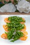 Fresh Salmon Carpaccio Stock Photo