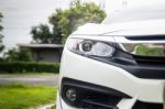 Mirror Side Of White Modern Car Stock Photo