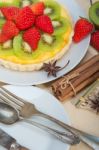 Kiwi And Strawberry Pie Tart Stock Photo