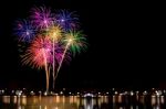 Fireworks Celebration And The City Night Light Background Stock Photo