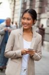 Girl With Mobile Phone Stock Photo