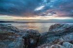 The Sunsets In The Sea Of The Coasts And Beaches Of Galicia And Asturias  Stock Photo