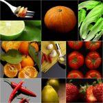 Organic Vegetarian Vegan Food Collage  Dark Stock Photo