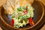 Avocado And Shrimps Salad Stock Photo