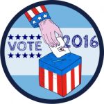 Vote 2016 Hand Ballot Box Circle Etching Stock Photo