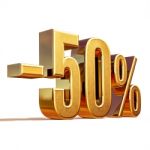 3d Gold 50 Fifty Percent Sign Stock Photo