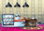 Cartoon  Illustration Interior Cafe Room With Separated Layers Stock Photo