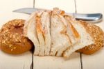 Organic Bread Over Rustic Table Stock Photo