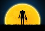 Halloween Headless Zombie Hold Human Head Stock Photo