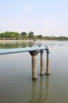 Water Supply Pipes From Lake Stock Photo