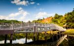 Chinese Style Bridge On The River Stock Photo