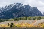 Scenic View Of The Grand Teton National Park Stock Photo