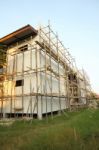 Construction Building With Support Frame Stock Photo