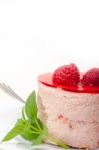 Fresh Raspberry Cake Mousse Dessert Stock Photo