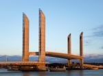 New Lift Bridge Jacques Chaban-delmas Spanning The River Garonne Stock Photo