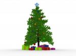 Gift Boxes Under Christmas Tree Stock Photo