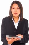 Asian Businesswoman With Tablet Stock Photo