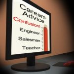 Careers Advice On Monitor Showing Guidance Stock Photo
