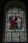 Stained Glass Window In Winchester Cathedral Stock Photo