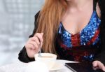 Woman And Coffee Stock Photo