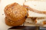 Organic Bread Over Rustic Table Stock Photo