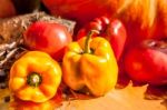 Yellow Pepper On The Table Stock Photo