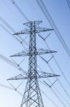 High Voltage Electricity Pylon Stock Photo