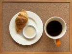 Breakfast Set On Corckboard Tray Stock Photo