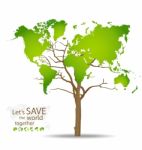 Tree Shaped World Map Stock Photo