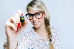 Pretty Young Teacher Woman Writing On The Screen Stock Photo