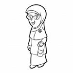 Line Drawing Of Adult Malay Woman Cartoon -character  Stock Photo