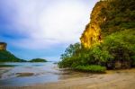 View Of Cliffs And A Bay In Thailand Stock Photo