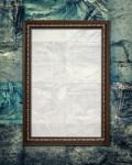 Vintage Picture Frame On Collage Rotten Jeans Stock Photo