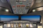 Airbus A-380-800 Flight Simulator Stock Photo