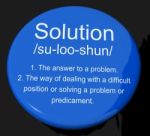 Solution Definition Button Stock Photo