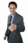 Corporate Man With Thumbs Up Sign Stock Photo