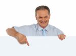 Old Businessman Holding Blank Board Stock Photo