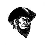 Pirate Wearing Eye Patch Scratchboard Stock Photo