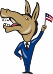 Democrat Donkey Mascot American Flag Stock Photo